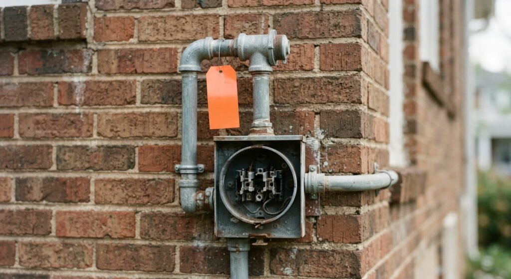 Capped gas line and disconnected meter before house demolition