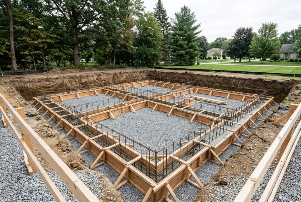Basement excavation and foundation forms for a custom home budget