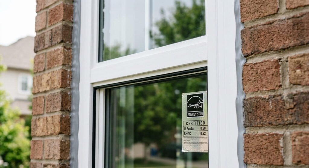Energy efficient window installation with ENERGY STAR label