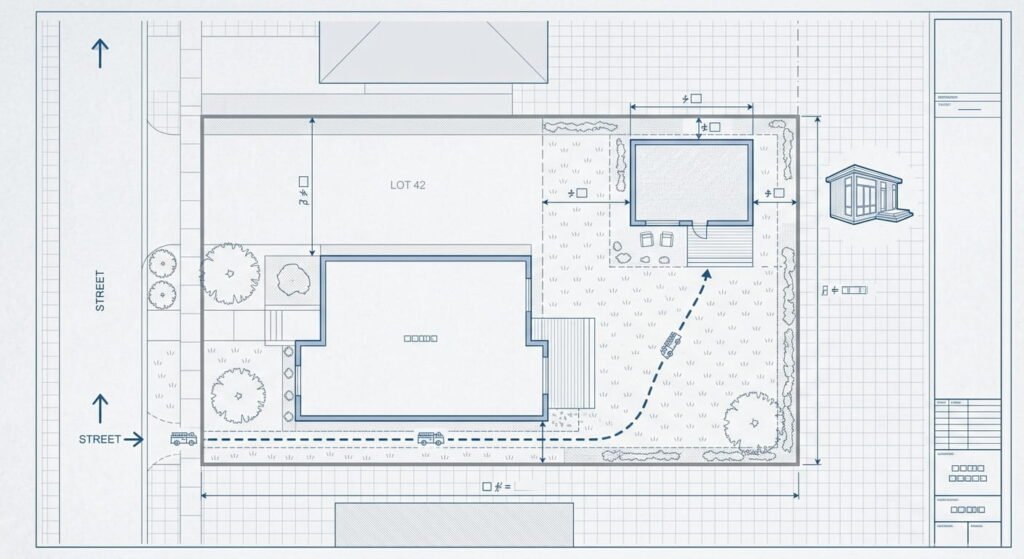 Garden suite Mississauga site plan showing setbacks from property lines