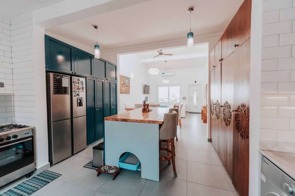 Modern kitchen with a large central island
