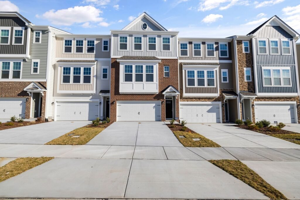 Row of new modern townhouses
